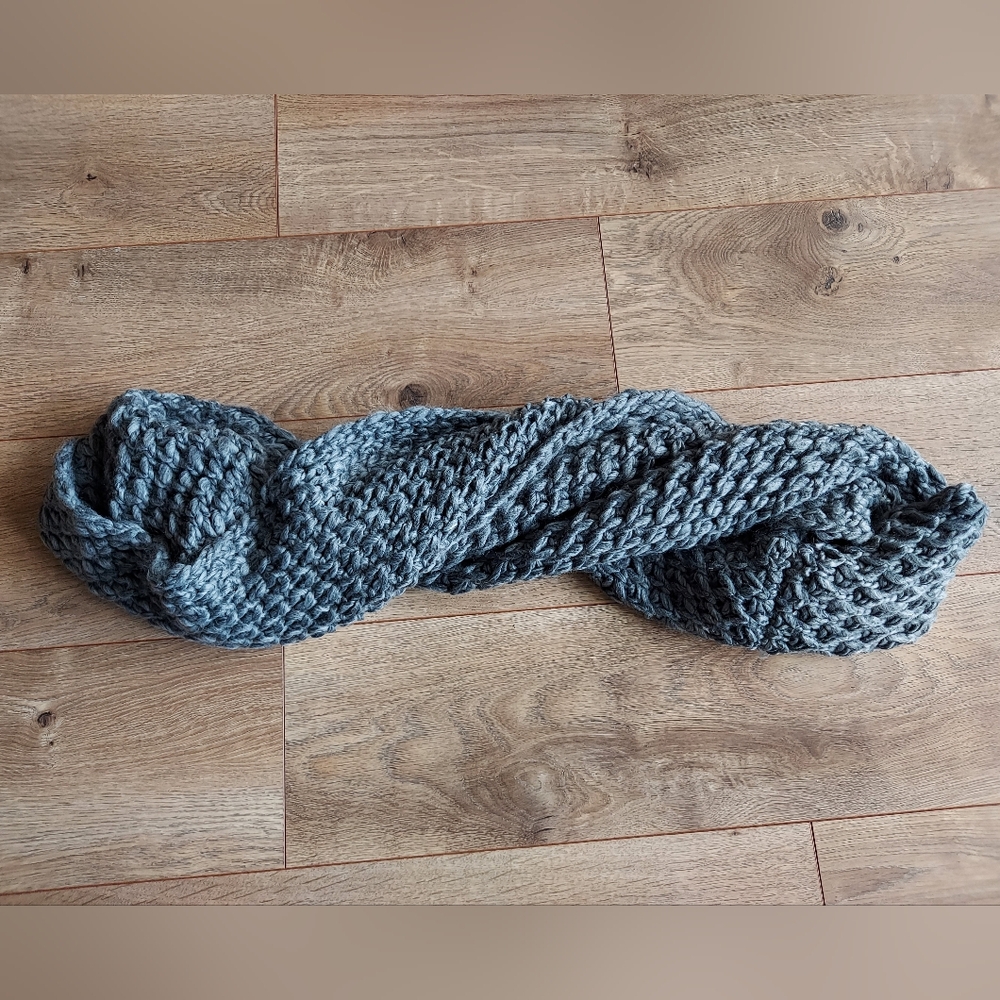 Grey Knit Infinity Scarf